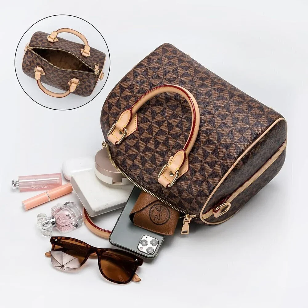 Women’s PU Leather Top Handle Bag Crossbody Satchel Large Purse